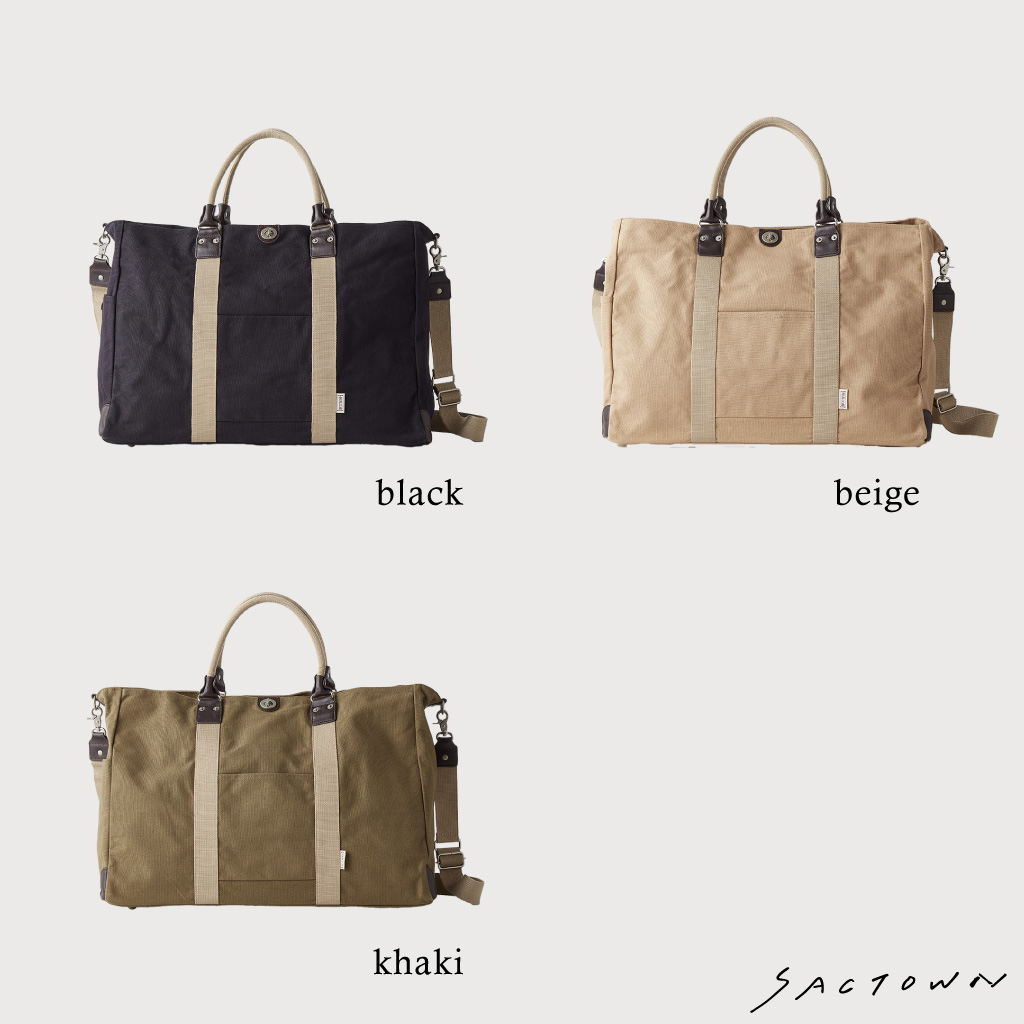 帆布工房 TRIPLINEシリーズ | ボストンバッグ (L) 帆布 キャンバス 本革 旅行カバン 旅行バッグ トラベルバッグ メンズ レディース 2泊3日 ビンテージ B4対応 多機能 ブラック 3X84
