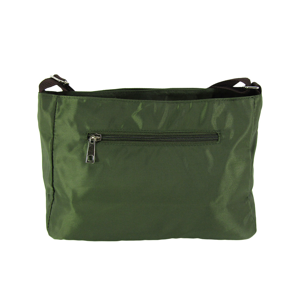 [Sofia Valentino ソフィアバレンチノ] 縦ファスナー ポケット付 横型ショルダーバッグ | レディース 多機能 ななめ掛け カーキ 4875