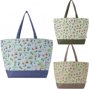 保冷バッグ トートバッグ 4WJ2 [mama fiore マーマフィオーレ] Picoteeシリーズ ピコティ 保温保冷 OUTDOOR柄 大容量 レジャー キャンプ レディース ブルー