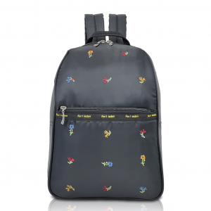 [Sofia Valentino ソフィアバレンチノ] 小花柄 刺繍 リュックサック | ボンディング素材  軽量リュック 収納力抜群 かわいい レディース 花柄 Dパック 黒 ブラック 4796