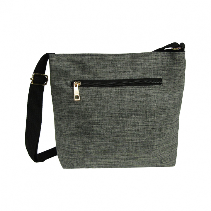 [Sofia Valentino ソフィアバレンチノ] 縦ファスナー ポケット付 軽量  ショルダーバッグ | レディース サコッシュ 多機能 ななめ掛け 黒×灰 ブラック×グレー 4902