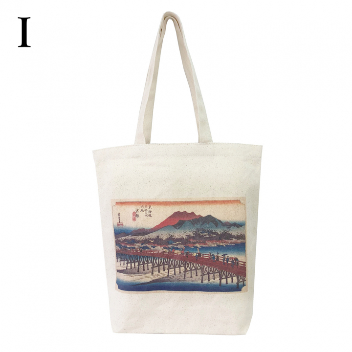 トートバッグ 9084 [Palette Pop パレットポップ] 浮世絵 錦絵 和風 名画 葛飾北斎 歌川広重 東洲斎写楽 一楽亭栄水 喜多川歌麿 楊洲周延 A4 帆布 男女兼用 メンズ レディース エコバッグ 買い物バッグ I 東海道五拾三次之内京師三条大橋