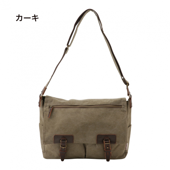 A4横型ショルダーバッグ VINTAGE2シリーズ 3X97 [帆布工房 はんぷこうぼう] 帆布 キャンバス メッセンジャーバッグ 斜めがけ メンズ レディース 牛革 ビンテージ ブランド