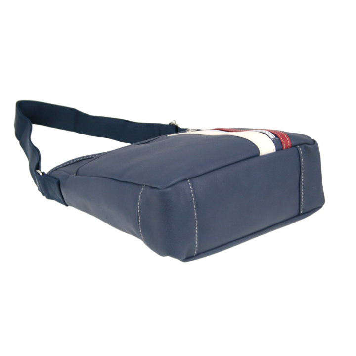 [CUBIC CORE キュービックコア]  ラインショルダーバッグ 合皮 かっこいい メンズ 男女兼用 アンティーク 紺 ネイビー 1871