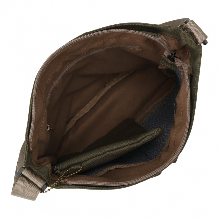 [ONE MILEシリーズ] ポーチ付き♪ 縦型 ショルダーバッグ | 軽量 ポケット充実 ファスナー開閉 男女兼用 シンプル 緑 カーキ 4X48