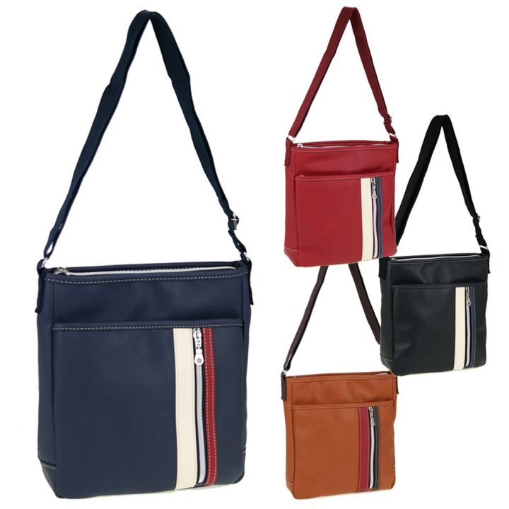 [CUBIC CORE キュービックコア]  ラインショルダーバッグ 合皮 かっこいい メンズ 男女兼用 アンティーク 茶　ブラウン 1871