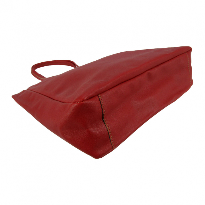 [O.F.S オーエフエス] A4対応 ファスナー付 シンプル トートバッグ | 合皮 マチあり 無地 肩掛け 通勤 通学 男女兼用 サブバッグ 赤 ダークレッド 4T08