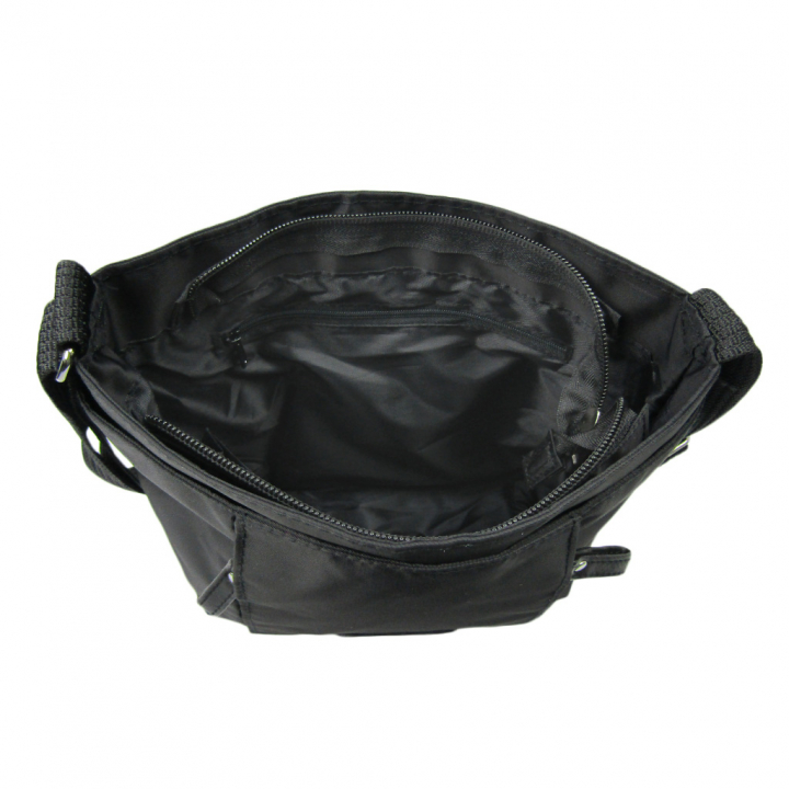 [Sofia Valentino ソフィアバレンチノ] 縦ファスナー ポケット付 ショルダーバッグ｜レディース 多機能 ななめ掛け ブラック 4874