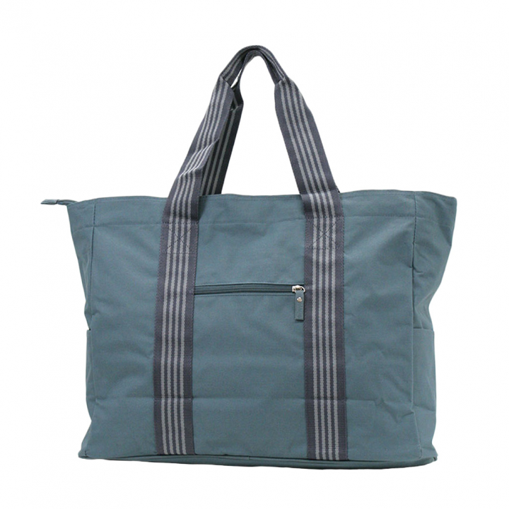 ファスナー付 ビッグ ラインベルト トートバッグ 全4色 |  A3 対応 肩掛け カジュアル 大きい お稽古 レッスンバッグ 軽量  男女兼用 マチ付き シンプル 灰 グレー 3W57