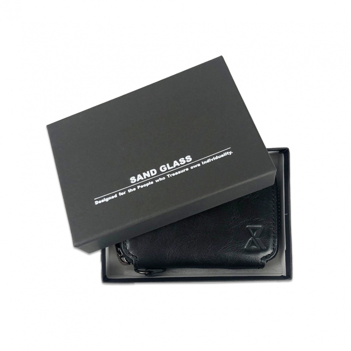  [SAND GLASS サンドグラス] 本革 ラウンドファスナー  ミニ 財布｜ レザー コンパクト スマートウォレット メンズ 黒 ブラック 3G30
