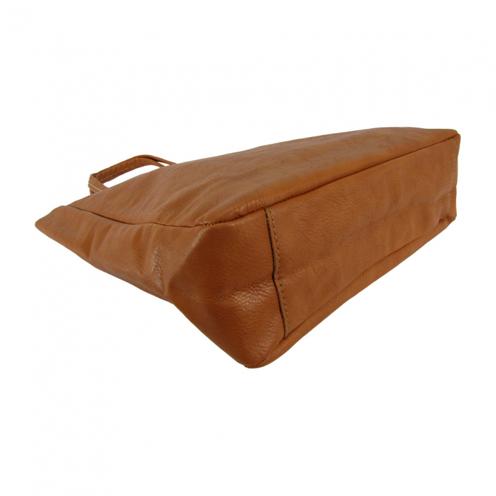 [O.F.S オーエフエス] A4対応 ファスナー付 シンプル トートバッグ | 合皮 マチあり 無地 肩掛け 通勤 通学 男女兼用 サブバッグ 橙 オレンジ 4T08