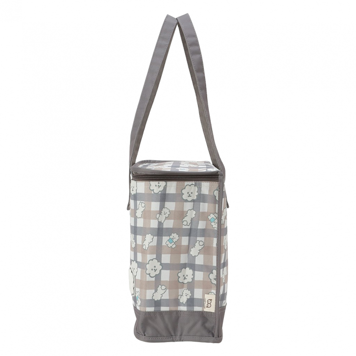  [mama fiore マーマフィオーレ] Picoteeシリーズ ピコティ BOX型 保温 保冷 トートバッグ 4WH6 保冷バッグ ボックス型 もふもふ 犬 チェック柄 かわいい レジャー レディース ブラウン