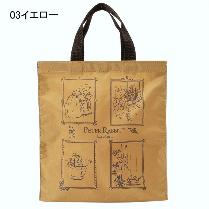 スクエアトートバッグ (M) 0647-03 [PETER RABBIT(TM) ピーターラビット(TM)] 軽量 A4 買い物 底板付き スクエア型 サブバッグ お稽古 うさぎ