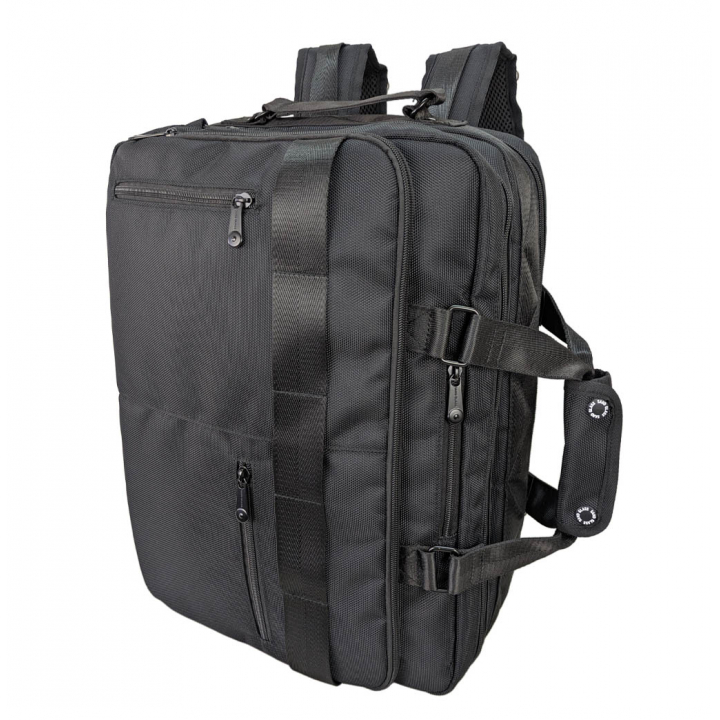 SANDGLASS｜キャリーオン機能 B4対応 2層ビジネスバッグ 大容量 多機能 撥水 リュック 手持ち ビジネスリュック PC タブレット収納 出張 サンドグラス ブラック 3G01