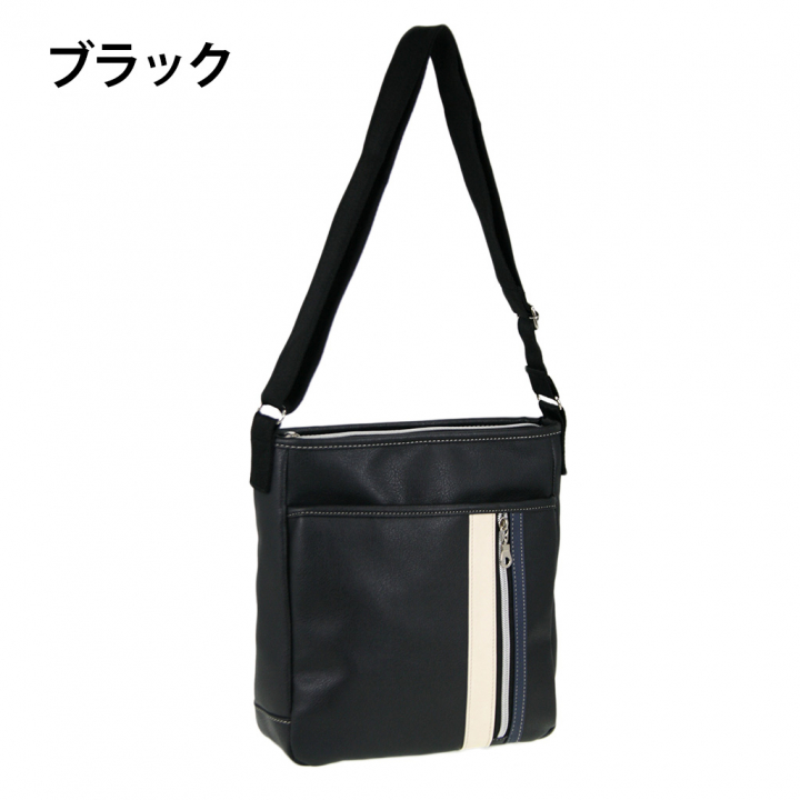 [CUBIC CORE キュービックコア]  ラインショルダーバッグ 合皮 かっこいい メンズ 男女兼用 アンティーク 黒 ブラック 1871