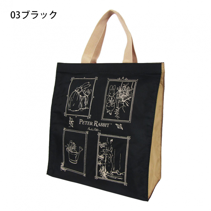 スクエアトートバッグ (S) 0646-03 [PETER RABBIT(TM) ピーターラビット(TM)] 軽量 B5 買い物 底板付き スクエア型 サブバッグ お稽古 うさぎ トートバッグ