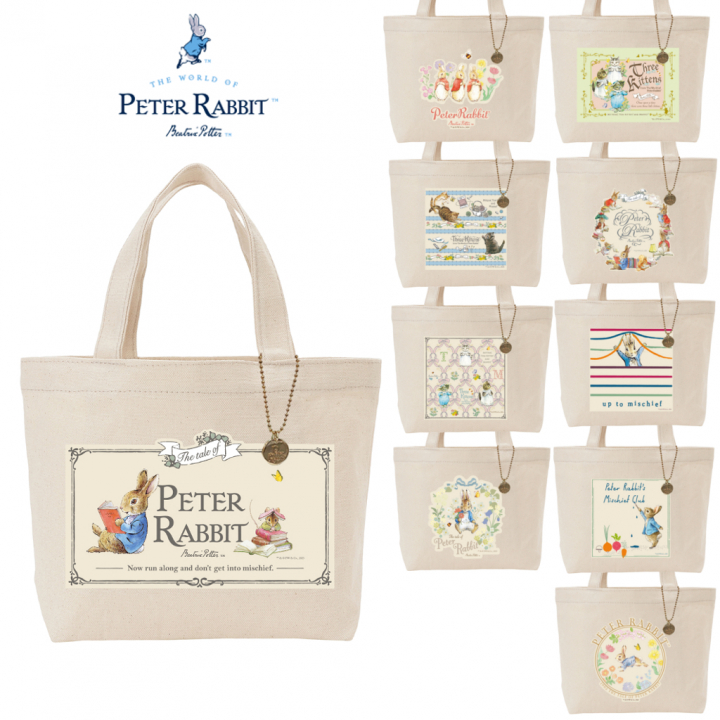 ★新柄追加★ランチバッグ 0632 [PETER RABBIT(TM) ピーターラビット(TM)] ミニトート サブバッグ 軽量 お弁当サイズ かわいい レディース チャーム付き 【013】 Shabby Chic Flower/ A
