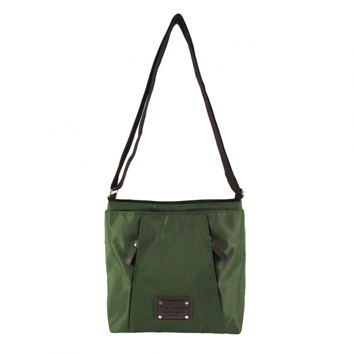 [Sofia Valentino ソフィアバレンチノ] 縦ファスナー ポケット付 ショルダーバッグ｜レディース 多機能 ななめ掛け カーキ 4874