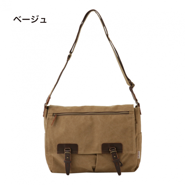 A4横型ショルダーバッグ VINTAGE2シリーズ 3X97 [帆布工房 はんぷこうぼう] 帆布 キャンバス メッセンジャーバッグ 斜めがけ メンズ レディース 牛革 ビンテージ ブランド