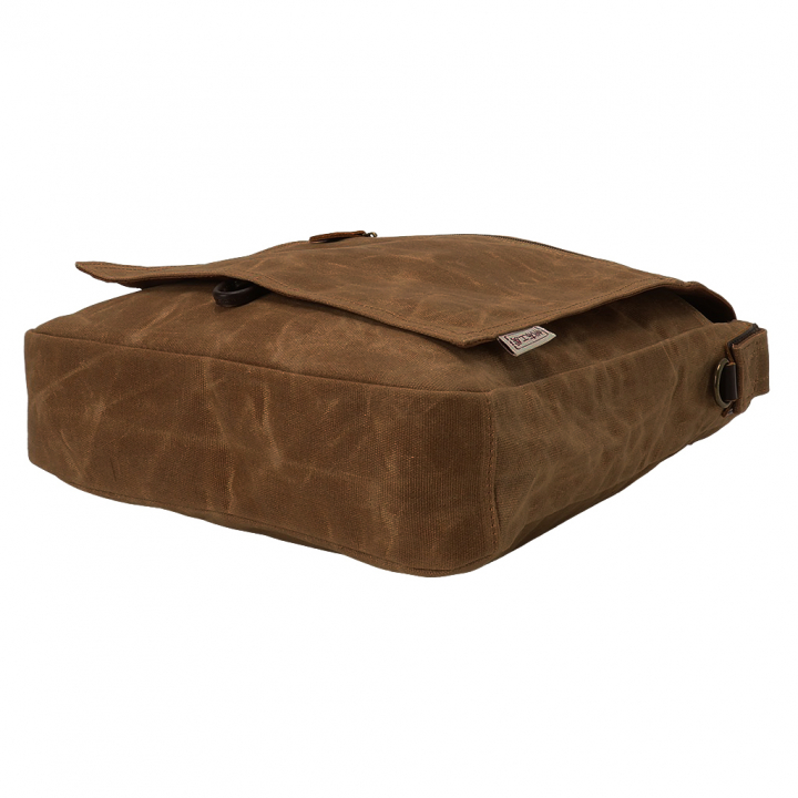 帆布工房 HUSKYII シリーズ 全３色 | A4対応 帆布ショルダーバッグ パラフィン加工 撥水 天然素材 帆布 キャンバス 旅行 通学 男女兼用 頑丈 タブレット 茶 ブラウン 3X26