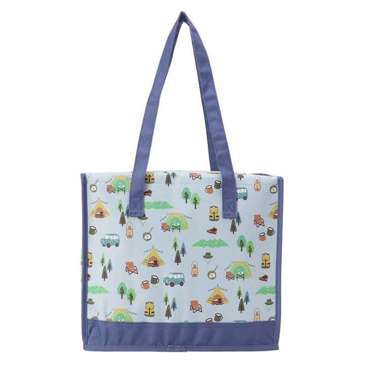  [mama fiore マーマフィオーレ] Picoteeシリーズ ピコティ BOX型 保温 保冷 トートバッグ 4WJ1 保冷バッグ ボックス型 OUTDOOR柄 レジャー キャンプ 買物 レディース ブルー