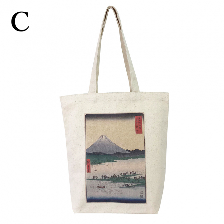 トートバッグ 9084 [Palette Pop パレットポップ] 浮世絵 錦絵 和風 名画 葛飾北斎 歌川広重 東洲斎写楽 一楽亭栄水 喜多川歌麿 楊洲周延 A4 帆布 男女兼用 メンズ レディース エコバッグ 買い物バッグ C 冨士三十六景 駿河三保之松原