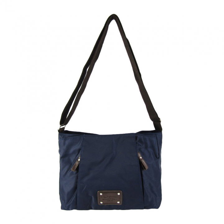 [Sofia Valentino ソフィアバレンチノ] 縦ファスナー ポケット付 横型ショルダーバッグ | レディース 多機能 ななめ掛け ネイビー 4875