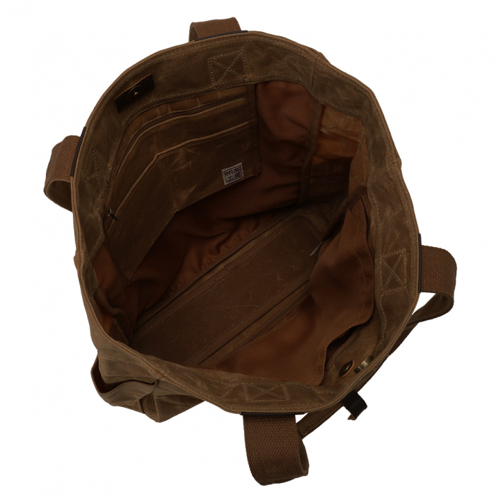 帆布工房 HUSKYII シリーズ 全３色 | A4対応 帆布トートバッグ パラフィン加工 撥水 天然素材 帆布 キャンバス 底板付き 旅行 通学 習い事 男女兼用 丈夫 茶 ブラウン 3X28