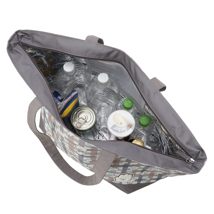 保冷バッグ トートバッグ 4WH7 [mama fiore マーマフィオーレ] Picoteeシリーズ ピコティ 保温保冷 もふもふ 犬 チェック柄 大容量 レジャー レディース ブラウン