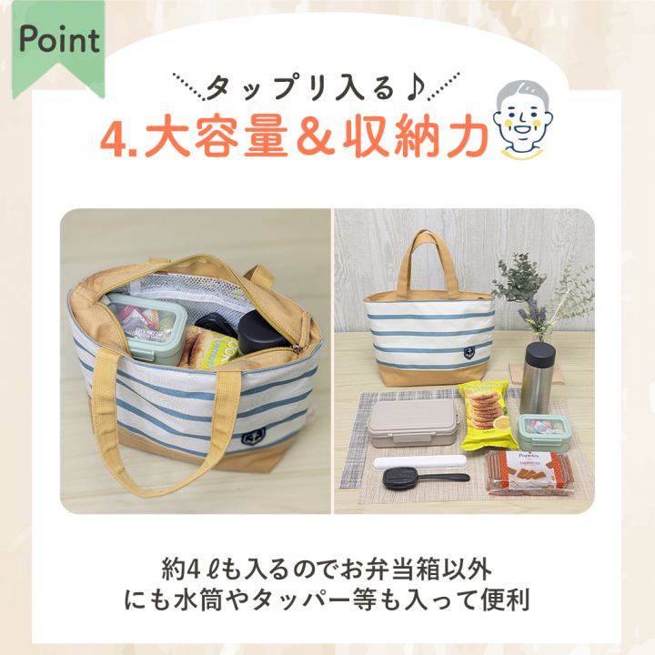  [mama fiore マーマフィオーレ] Picoteeシリーズ ピコティ 保温保冷 ランチバッグ 保冷バッグ | おしゃれ 可愛い サブバッグ 軽量 レディース メンズ 男女兼用 キッズ 弁当袋 ミニ トートバッグ 4L 便利 シンプル／グレー