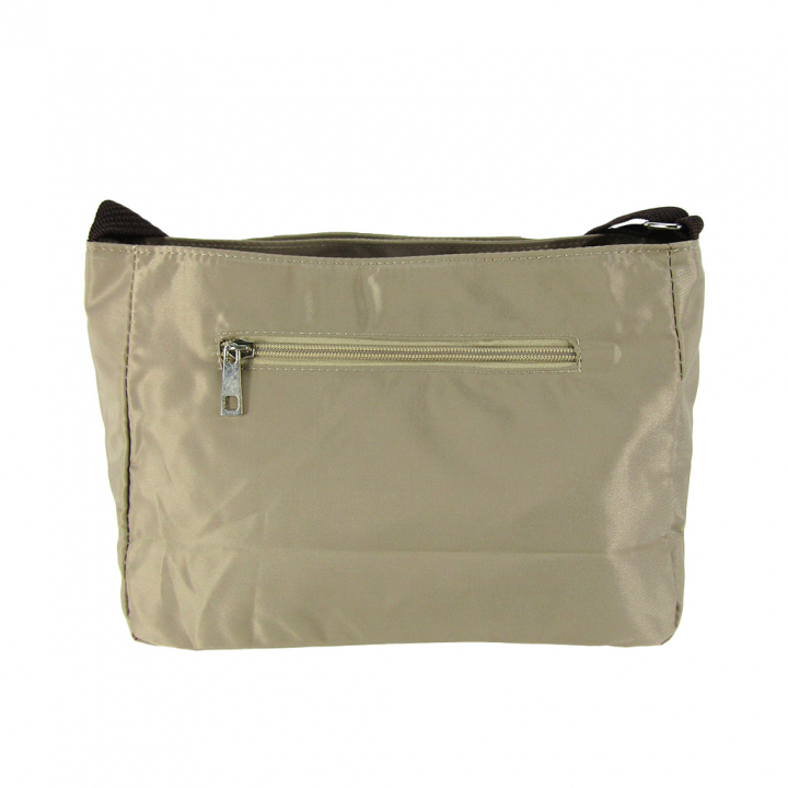 [Sofia Valentino ソフィアバレンチノ] 縦ファスナー ポケット付 横型ショルダーバッグ | レディース 多機能 ななめ掛け ベージュ 4875