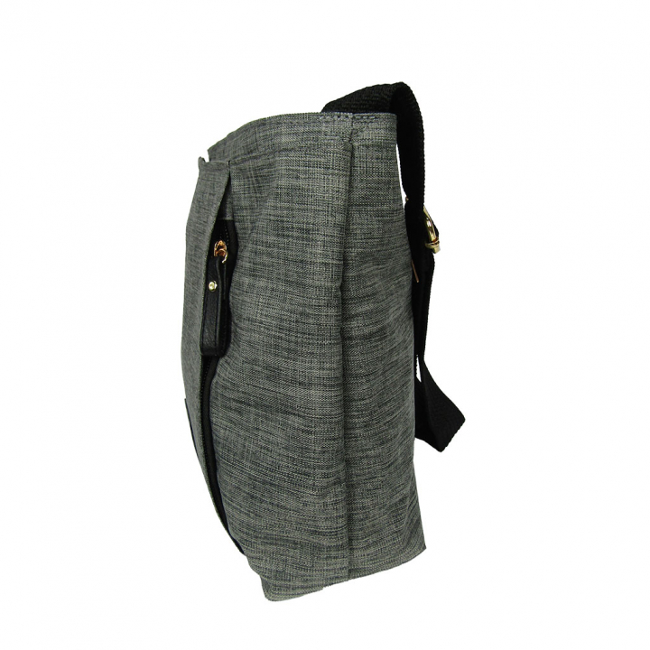 [Sofia Valentino ソフィアバレンチノ] 縦ファスナー ポケット付 軽量  ショルダーバッグ | レディース サコッシュ 多機能 ななめ掛け 黒×灰 ブラック×グレー 4902