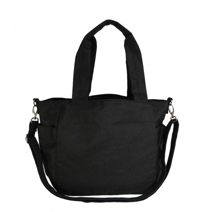 11ポケット 2WAY ショルダーバッグ| レディース 軽量 トートバッグ ななめ掛け 女性 大人 多機能 サブバッグ 買い物 レジャー デイリー シンプル 無地 黒 ブラック 4509