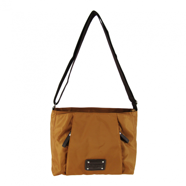 [Sofia Valentino ソフィアバレンチノ] 縦ファスナー ポケット付 横型ショルダーバッグ | レディース 多機能 ななめ掛け ライトブラウン 4875