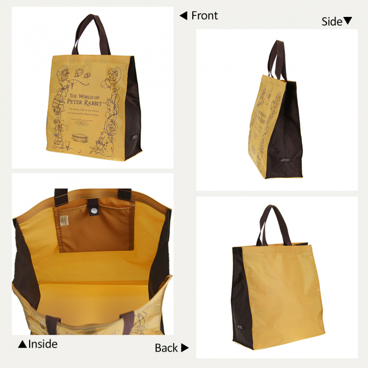 スクエアトートバッグ (M) 0647-03 [PETER RABBIT(TM) ピーターラビット(TM)] 軽量 A4 買い物 底板付き スクエア型 サブバッグ お稽古 うさぎ