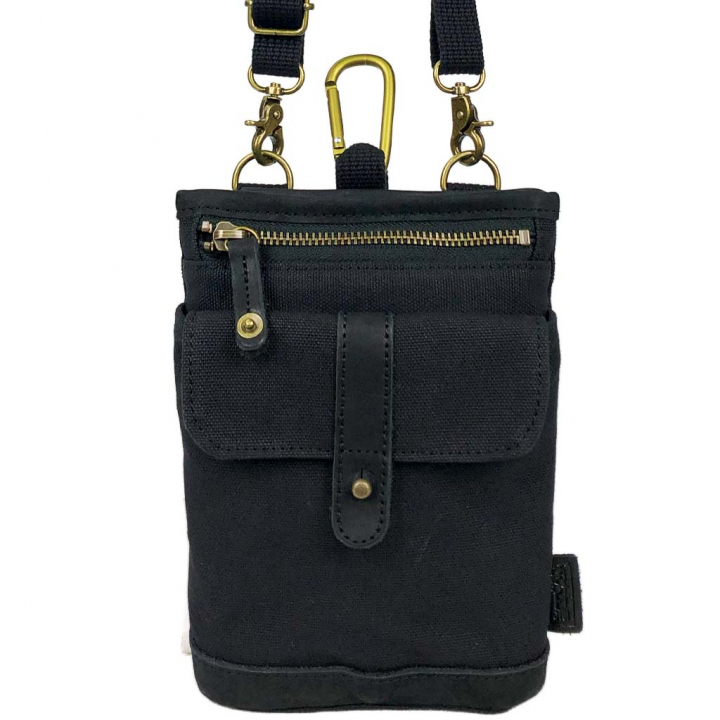 帆布工房 KURASHIKI シリーズ｜3way ショルダーバッグ 倉敷産帆布使用 ベルトポーチ スマホポーチ ウエストポーチ ベルト通し メンズ レディース 男女兼用 日本製 帆布 本革 ブラック 3J27