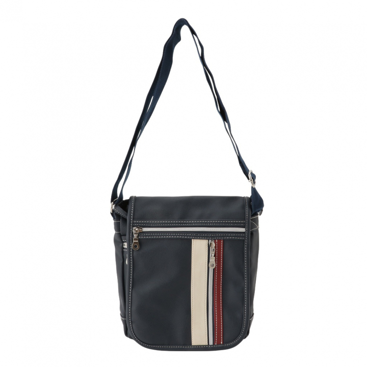 [CUBIC CORE キュービックコア] 縦型 フラップ ショルダーバッグ 合皮 軽量 ファスナー メンズ 紺 ネイビー 1870