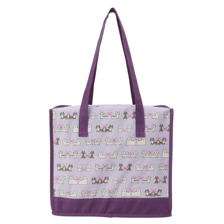  [mama fiore マーマフィオーレ] Picoteeシリーズ ピコティ BOX型 保温 保冷 トートバッグ 4WG6 保冷バッグ ボックス型 ねこ結び かわいい レジャー レディース パープル