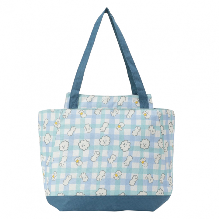 保冷バッグ トートバッグ 4WH8 [mama fiore マーマフィオーレ] Picoteeシリーズ ピコティ 保温保冷 もふもふ 犬 チェック柄 大容量 レジャー レディース グリーン