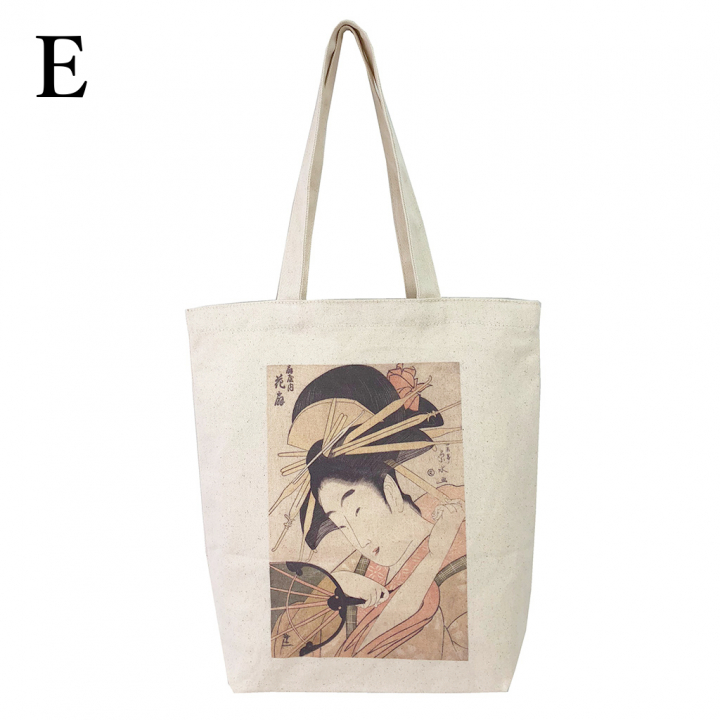 トートバッグ 9084 [Palette Pop パレットポップ] 浮世絵 錦絵 和風 名画 葛飾北斎 歌川広重 東洲斎写楽 一楽亭栄水 喜多川歌麿 楊洲周延 A4 帆布 男女兼用 メンズ レディース エコバッグ 買い物バッグ E 扇屋内花扇