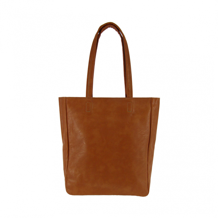 [O.F.S オーエフエス] A4対応 ファスナー付 シンプル トートバッグ | 合皮 マチあり 無地 肩掛け 通勤 通学 男女兼用 サブバッグ 橙 オレンジ 4T08