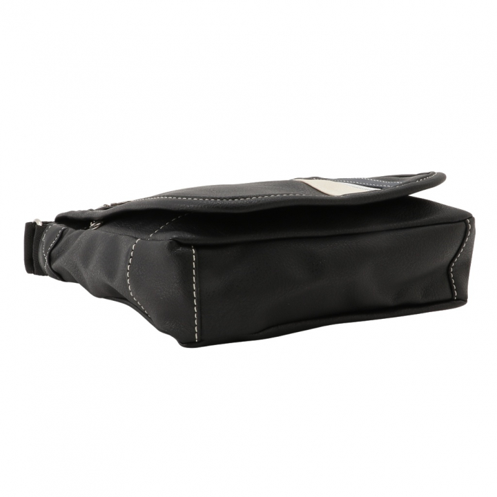 [CUBIC CORE キュービックコア] 縦型 フラップ ショルダーバッグ 合皮 軽量 ファスナー メンズ  黒 ブラック 1870