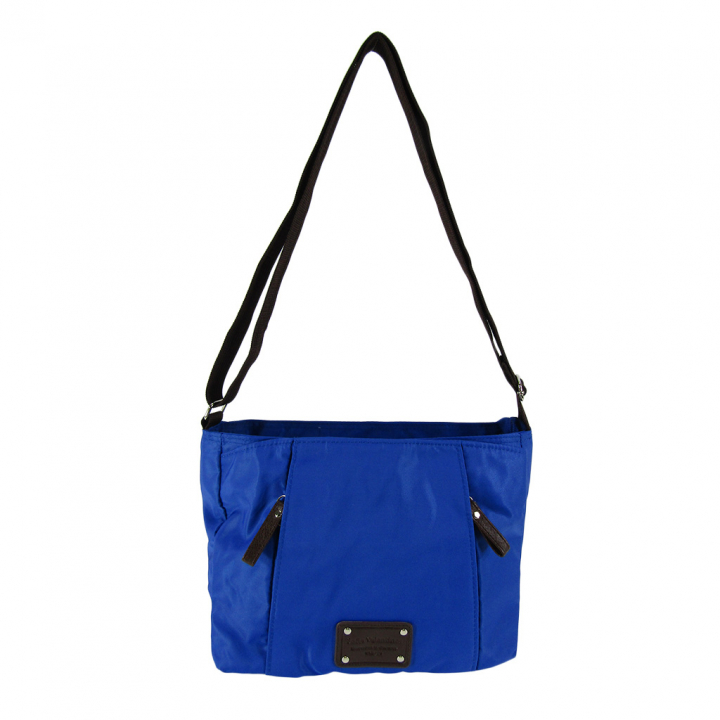 [Sofia Valentino ソフィアバレンチノ] 縦ファスナー ポケット付 横型ショルダーバッグ | レディース 多機能 ななめ掛け ブルー 4875