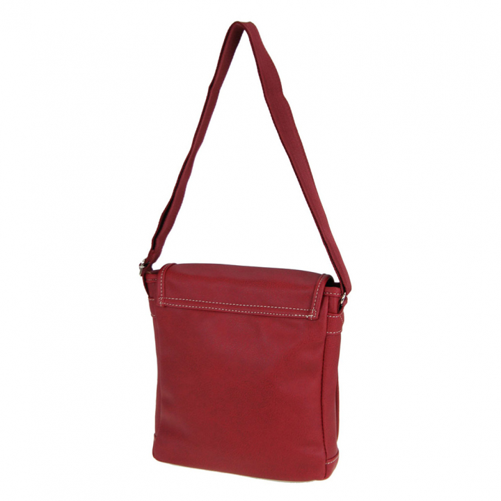 [CUBIC CORE キュービックコア] 縦型 フラップ ショルダーバッグ 合皮 軽量 ファスナー メンズ  赤　レッド 1870