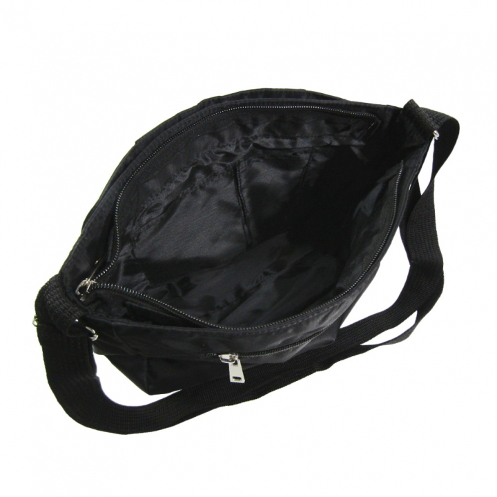 [Sofia Valentino ソフィアバレンチノ] 縦ファスナー ポケット付 横型ショルダーバッグ | レディース 多機能 ななめ掛け ブラック 4875