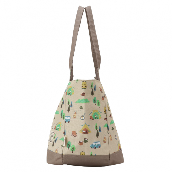 保冷バッグ トートバッグ 4WJ3 [mama fiore マーマフィオーレ] Picoteeシリーズ ピコティ 保温保冷 OUTDOOR柄 大容量 レジャー キャンプ レディース ベージュ