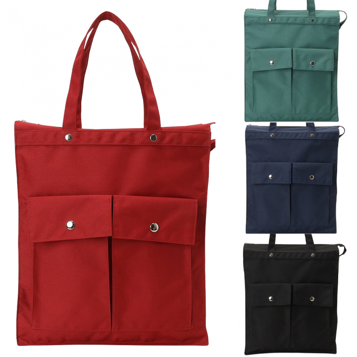 [A.O.T エーオーティー]  多機能 A4 対応トートバッグ 大容量 軽量 書類かばん 縦型 底板付き 撥水加工 男女兼用 ハンドバッグ グリーン 3420