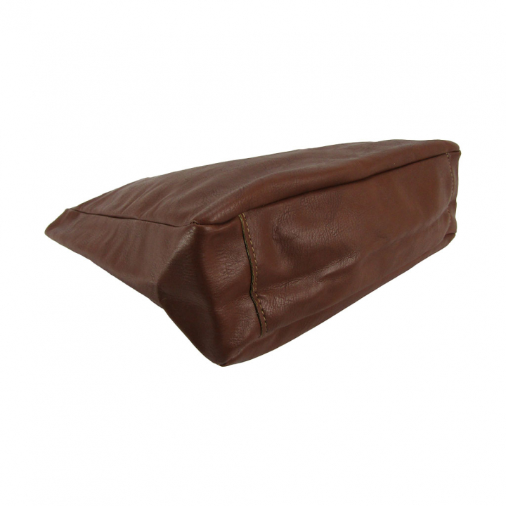 [O.F.S オーエフエス] A4対応 ファスナー付 シンプル トートバッグ | 合皮 マチあり 無地 肩掛け 通勤 通学 男女兼用 サブバッグ 茶 ブラウン 4T08