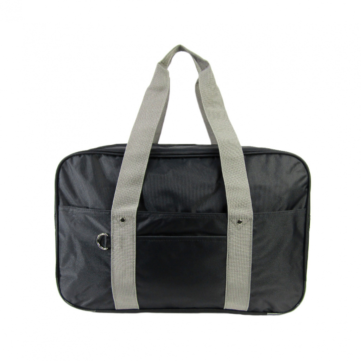 [A.O.T エーオーティー] A4対応 シンプル スクールバッグ スクバ 通学用 サブバッグ 横向き  学校 通学かばん 学生 生徒 男女兼用 黒×灰 ブラック×グレー 3387