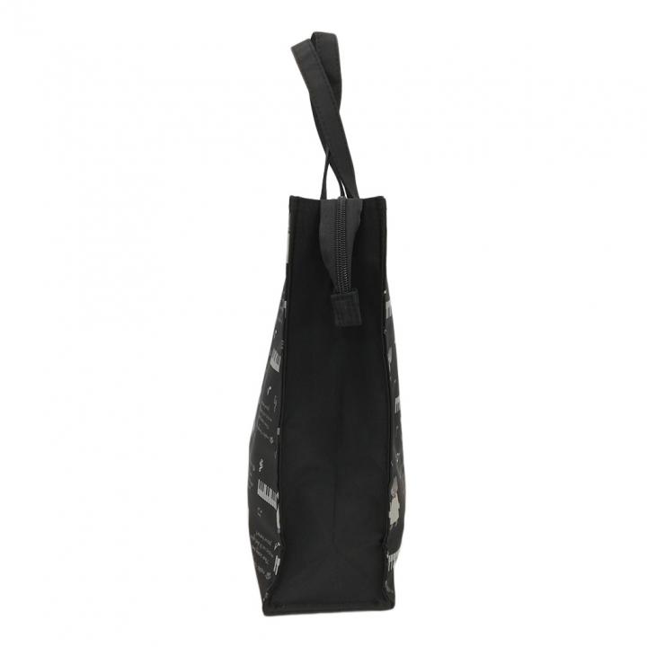 [nekoningen ネコ人間] 猫好き必見♪ 縦型 手提げバッグ | かわいい 猫柄 軽量 手提げ トートバッグ A4対応 黒 ブラック 4M34